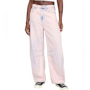 GAP New Rose Mist Pale Pink Horseshoe Barrel Jeans Ultra Soft High Rise Baggy 32